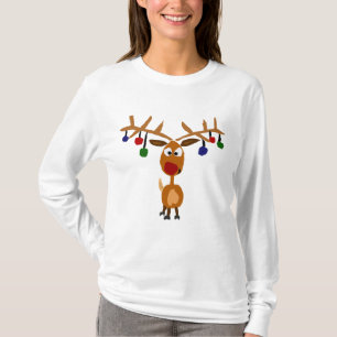 Funny Red Nosed-rendierkerstkunst T-shirt