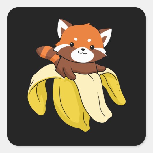 Funny Red Panda Gift Kinder Banana Red Panda Vierkante Sticker (Voorkant)