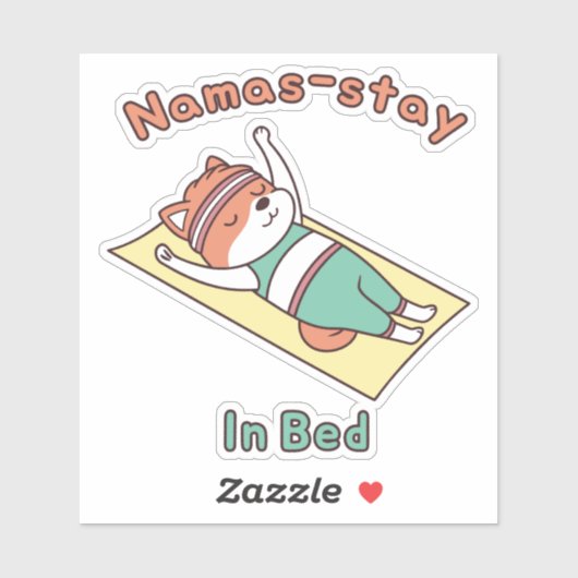 Funny Red Panda Namas-stay In Bed Yoga Pun Sticker (Vel)