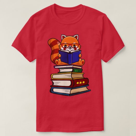 Funny Red Panda Reading1 T-shirt (Design voorkant)