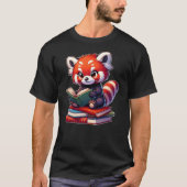 Funny red panda reading Bookworm Book Lovers T-shirt (Voorkant)