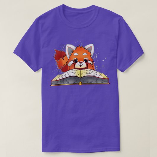 Funny Red Panda Reading T-shirt (Design voorkant)