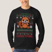 Funny Red Panda Ugly met kerstlammeren Sweater Gir T-shirt (Voorkant)