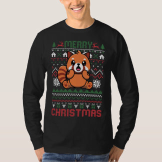 Funny Red Panda Ugly met kerstlammeren Sweater Gir T-shirt