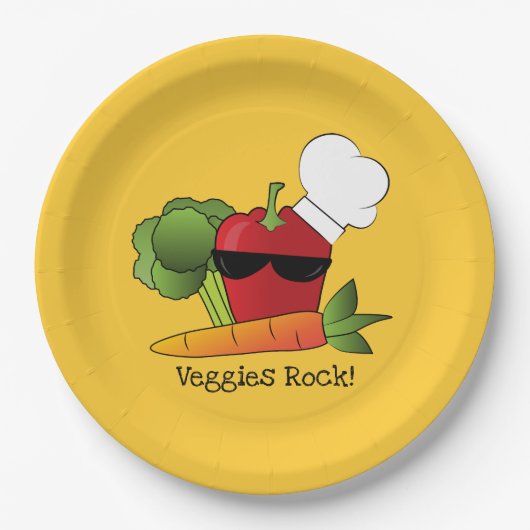 Funny Red Pepper Vegetable Papieren Bordje (Voorkant)
