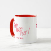 Funny Red Pink Hohoho Joyeux Noel Typography Mok (Voorkant links)