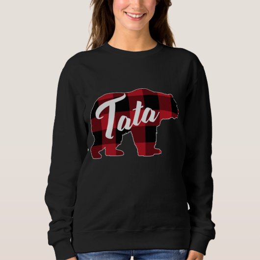 Funny Red Plaid Buffalo Bear Apparel, Fun Tata Paj Trui (Voorkant)