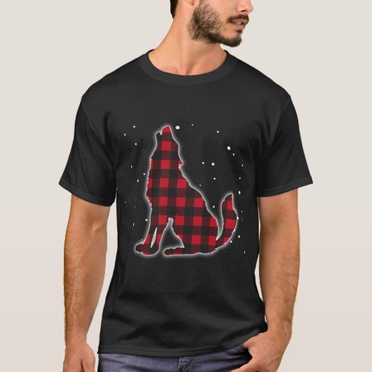 Funny Red Pset Wolf Howling Matching Buffalo Fami T-shirt (Voorkant)