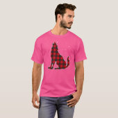 Funny Red Pset Wolf Howling Matching Buffalo Fami T-shirt (Voorkant volledig)