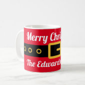 Funny red Santa Claus kostuum, aangepast kerstfees Koffiemok (Voorkant links)