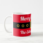 Funny red Santa Claus kostuum, aangepast kerstfees Koffiemok (Links)