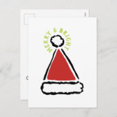 Funny Red Santa Hat Merry & Bright Typografie Feestdagenkaart (Voorkant / Achterkant)