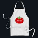 Funny red tomato keukenplatform voor mannen en vro standaard schort<br><div class="desc">Grappig rood tomatenkeukenplatform voor mannen, vrouwen en kinderen. Creëer uw eigen BBQ/kookplatform met aangepaste naam, monogram of humoristische prijsopgave. Cute Birthday gift idee voor 's werelds beste kok, vegan, vegetariër, moeder, moeder, grillmaster dad, oom, beste grootpa ooit, oma etc. Een gezond voedselpictogram met tekst-sjabloon. Trendy barbecue is wit, khaki beige...</div>