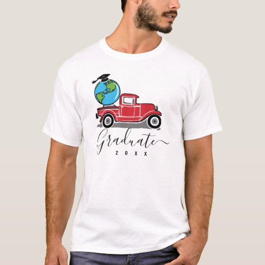Funny Red Truck 2023 Afstuderen T-shirt (Voorkant)