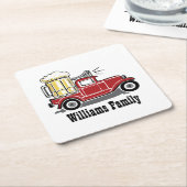 Funny Red  Truck Beer Glass Cheers Monogram Kartonnen Onderzetters (Schuin)