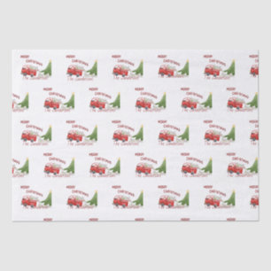 Funny Red Truck-kerstcadeaupapier Tissuepapier
