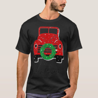 Funny Red Truck met prettige kerstboom T-shirt