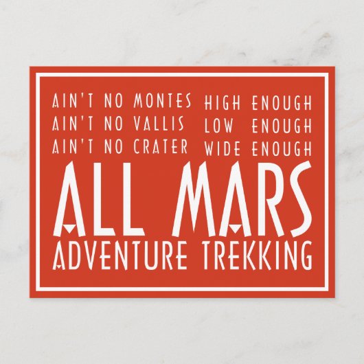 Funny Red White All Mars Trekking Adventure Briefkaart (Voorkant)