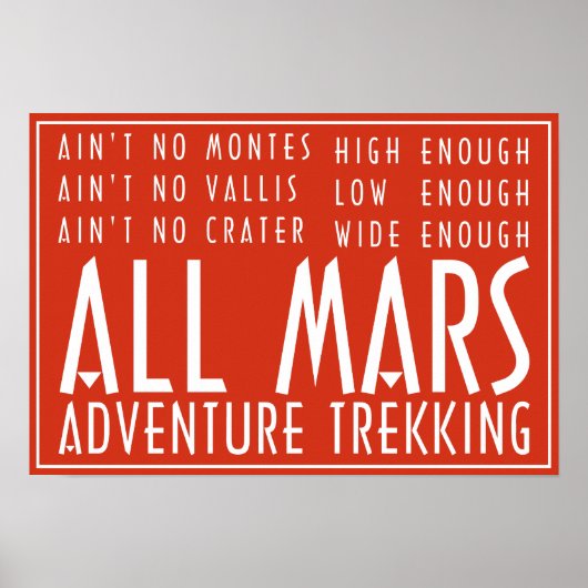 Funny Red White All Mars Trekking Adventure Poster (Voorkant)