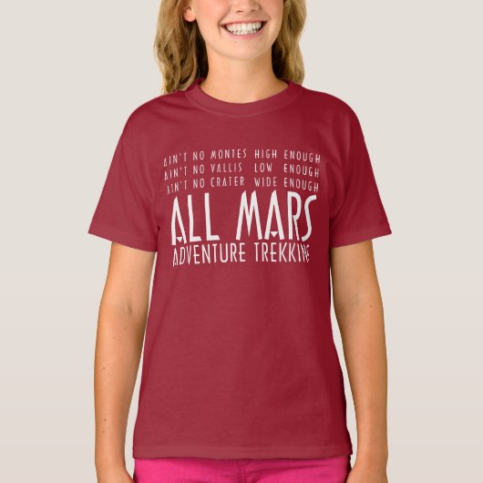 Funny Red White All Mars Trekking Adventure T-shirt (Voorkant)