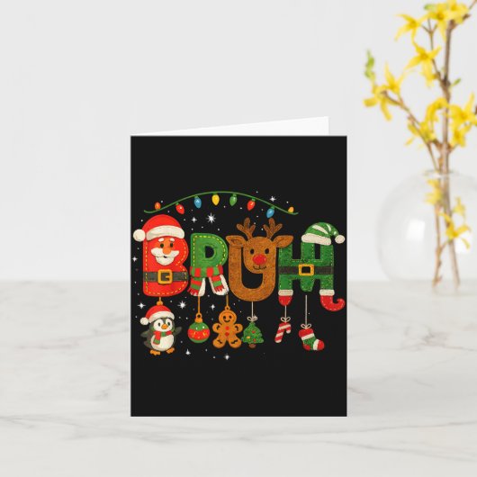 Funny Red White And Bruh Boys Xmas Christmas Pajam Kaart (Gele Bloem)