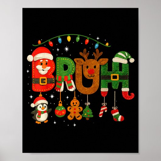 Funny Red White And Bruh Boys Xmas Christmas Pajam Poster (Voorkant)
