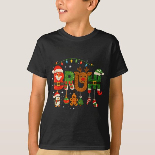 Funny Red White And Bruh Boys Xmas Christmas Pajam T-shirt (Voorkant)