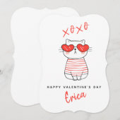 Funny Red & White Cat Persoonlijke Valentijn Kaart (Voorkant / Achterkant)