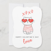 Funny Red & White Cat Persoonlijke Valentijn Kaart (Voorkant)