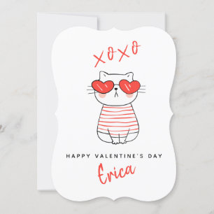 Funny Red & White Cat Persoonlijke Valentijn Kaart