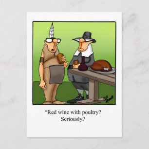 Funny Red Wine met Briefkaart van de Thanksgiving