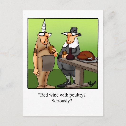 Funny Red Wine met Briefkaart van de Thanksgiving  (Voorkant)