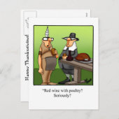 Funny Red Wine met Briefkaart van de Thanksgiving  (Voorkant / Achterkant)