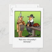 Funny Red Wine met Briefkaart van de Thanksgiving  (Voorkant / Achterkant)