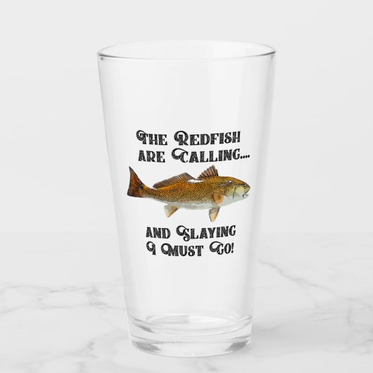 Funny Redfish Roep Vist Citaat Glas (Voorkant)