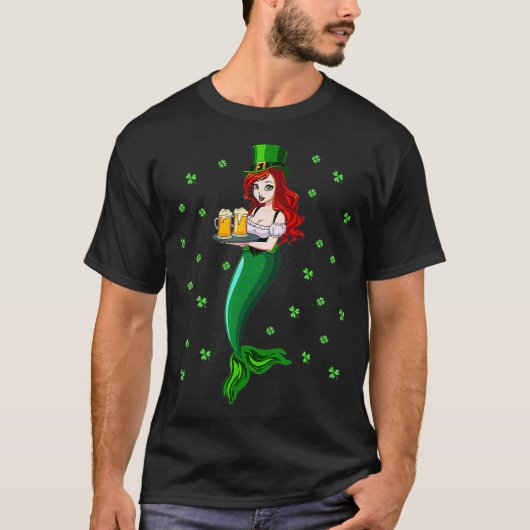 Funny Redhead Irish Mermaid Drink Beer T-shirt (Voorkant)