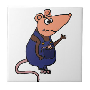 Funny Redneck Possum in Overalls Tegeltje