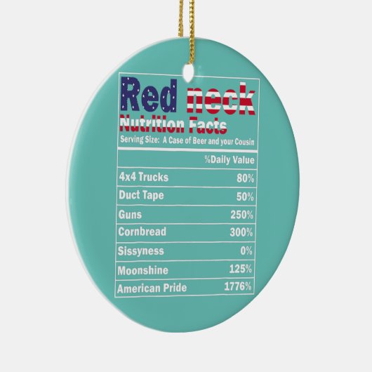 Funny Rednek Nutrition Feit 4 van juli land Keramisch Ornament (Rechts)