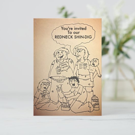 Funny rednek shindig/party uitnodigingen (Staand voorkant)
