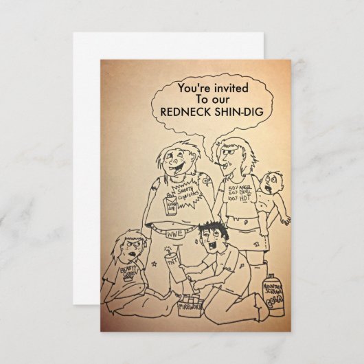 Funny rednek shindig/party uitnodigingen (Voorkant / Achterkant)