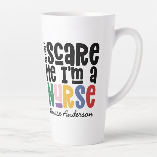 Funny regenboogverpleegster typografie bedankt je  latte mok (Rechts)