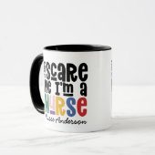 Funny regenboogverpleegster typografie bedankt je  mok (Voorkant links)