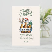 Funny Reinbeer Christmas Feestdagenkaart (Staand voorkant)