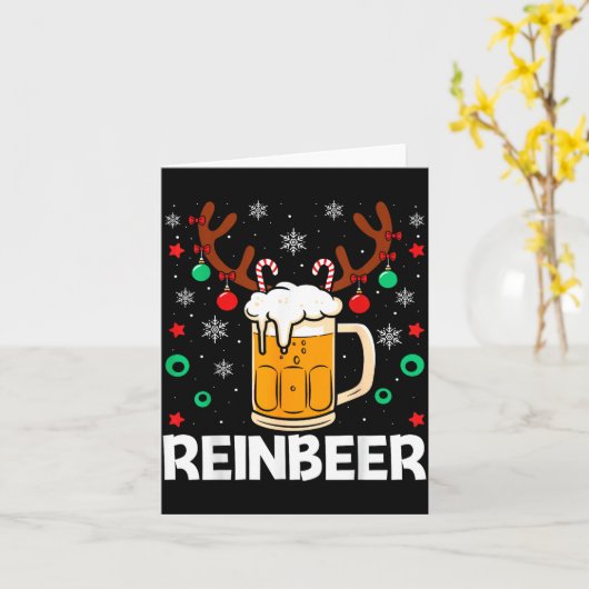 Funny Reinbeer Winedeer Beer Wine Matching Couples Kaart (Gele Bloem)