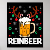 Funny Reinbeer Winedeer Beer Wine Matching Couples Poster (Voorkant)