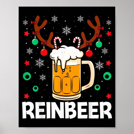 Funny Reinbeer Winedeer Beer Wine Matching Couples Poster (Voorkant)