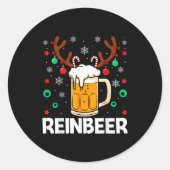 Funny Reinbeer Winedeer Beer Wine Matching Couples Ronde Sticker (Voorkant)