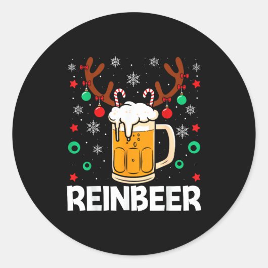 Funny Reinbeer Winedeer Beer Wine Matching Couples Ronde Sticker (Voorkant)