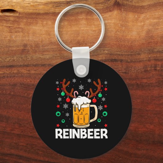 Funny Reinbeer Winedeer Beer Wine Matching Couples Sleutelhanger (Voorkant)