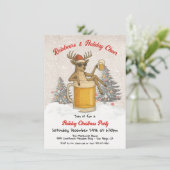 Funny Reinbeers and Holiday Cheer Christmas Party Kaart (Staand voorkant)